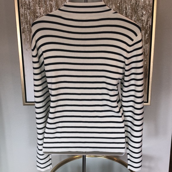 WHITE HOUSE BLACK MARKET STRIPED MOCK NECK SWEATER - Picture 9 of 11